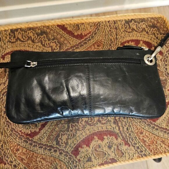 Sophia Visconti Vintage Leather Pouch Clutch Black Handbag - Picture 3 of 7